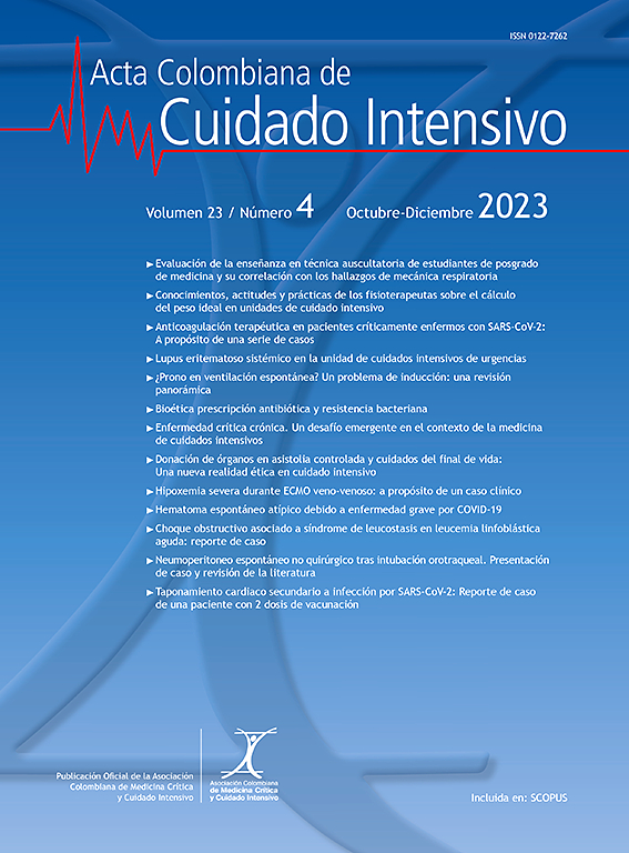 Go to journal home page - Acta Colombiana de Cuidado Intensivo